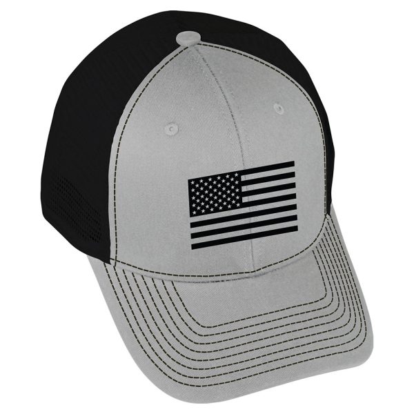 American Flag Embroidery Heather/Black