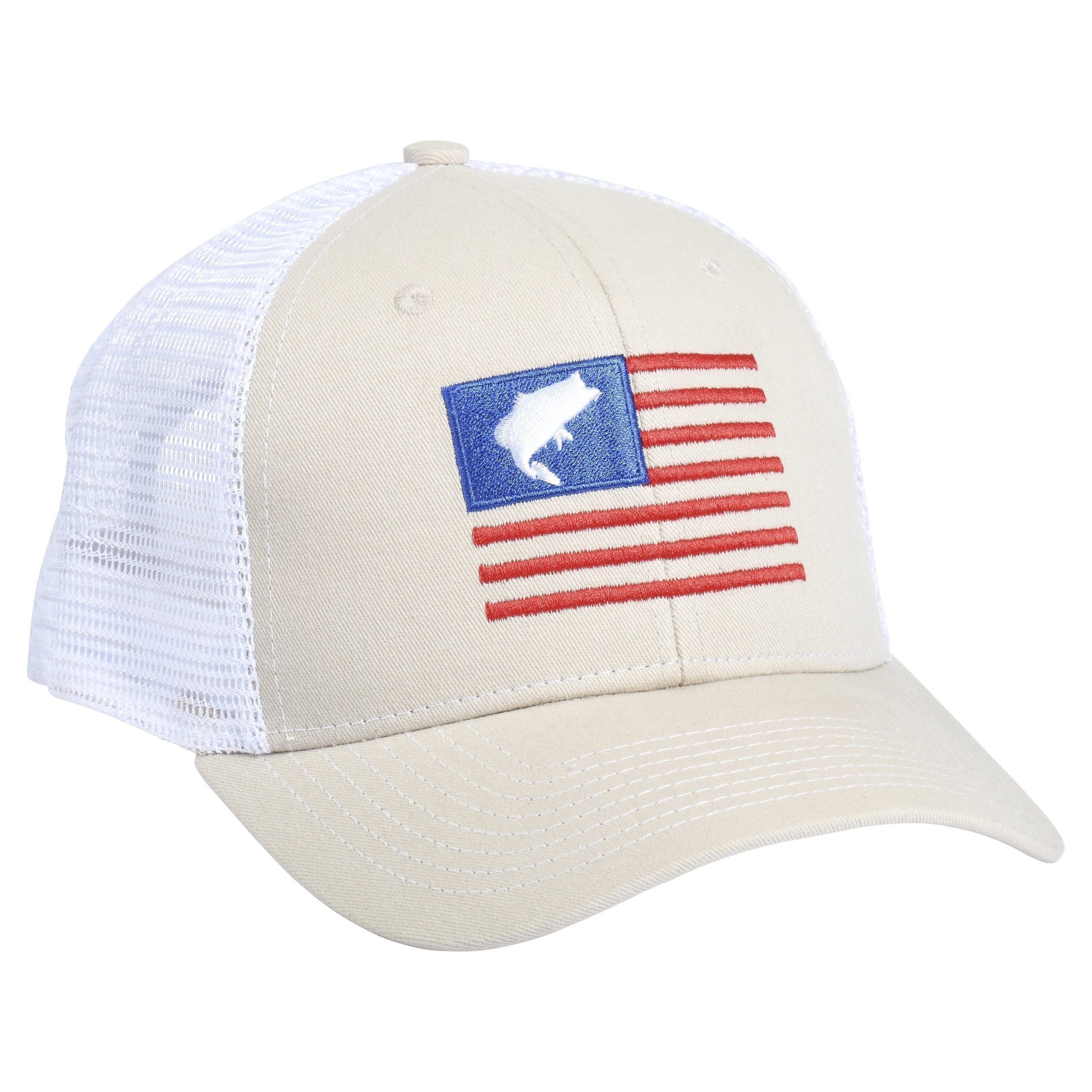 Bass Flag Embroidery Tan/White
