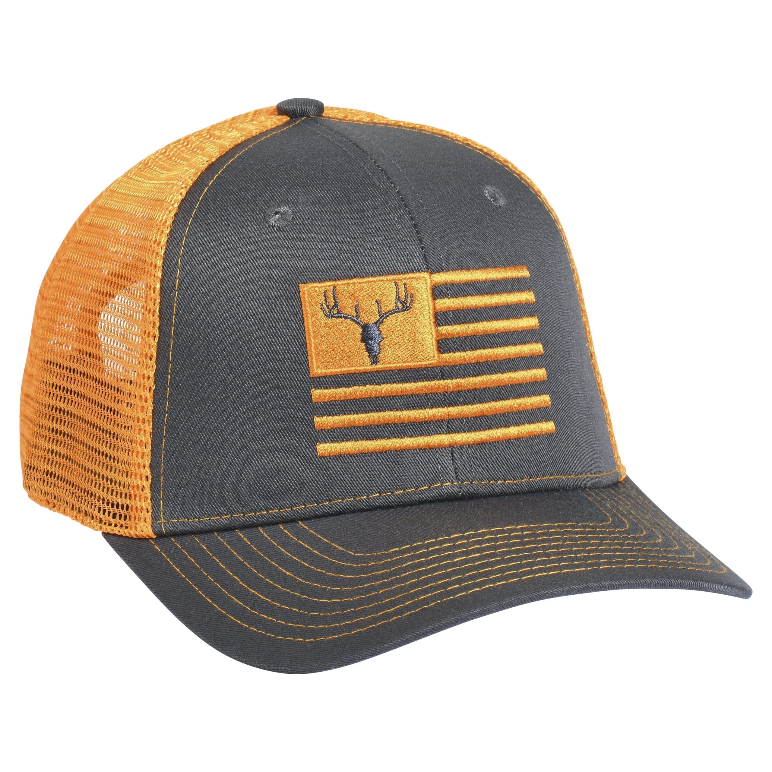 Deer Flag Embroidery Charcoal/ Neon Orange