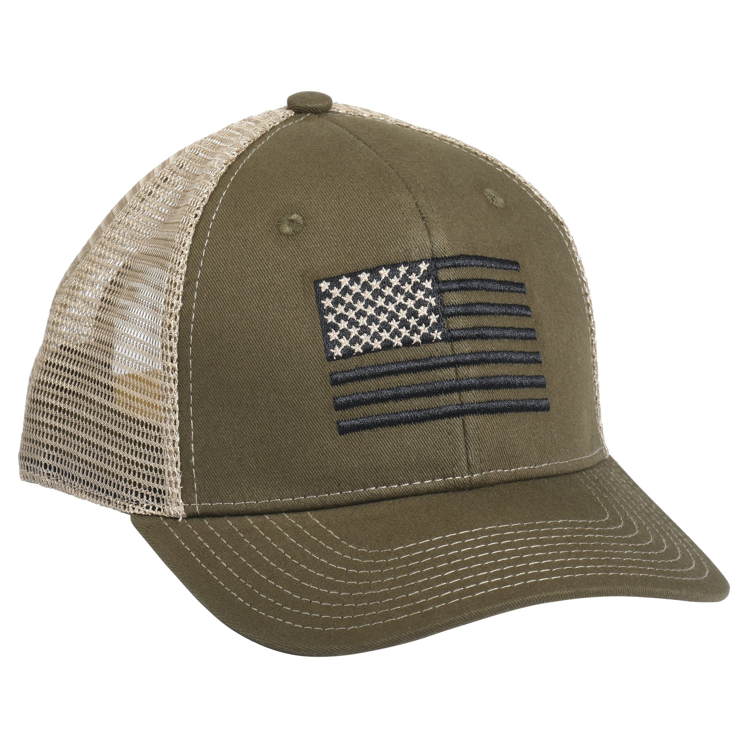 American Flag Embroidery OB Green/Khaki