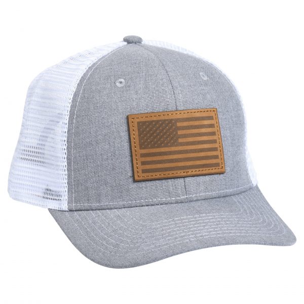 American Flag Leather Patch Heather/White