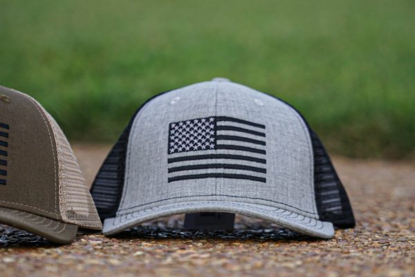American Flag Embroidery Heather/Black