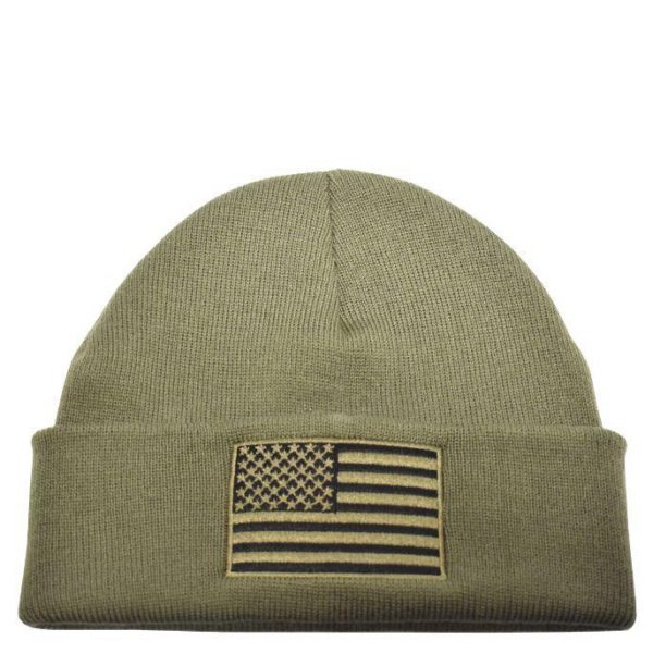 American Flag Knit OD Green - Fierce Headwear
