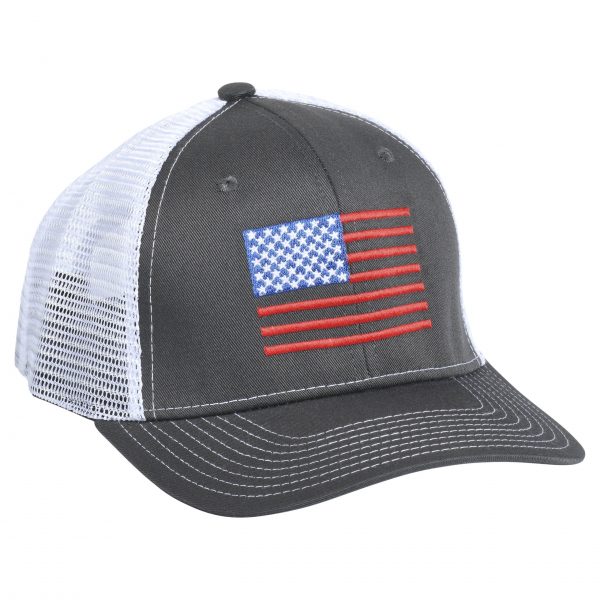 American Flag Embroidery Charcoal White- Red white and blue
