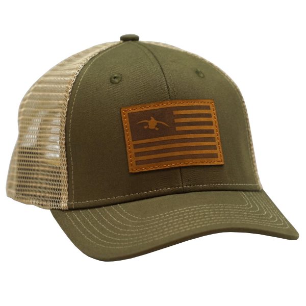 Duck Flag Leather Patch OB Green/Khaki