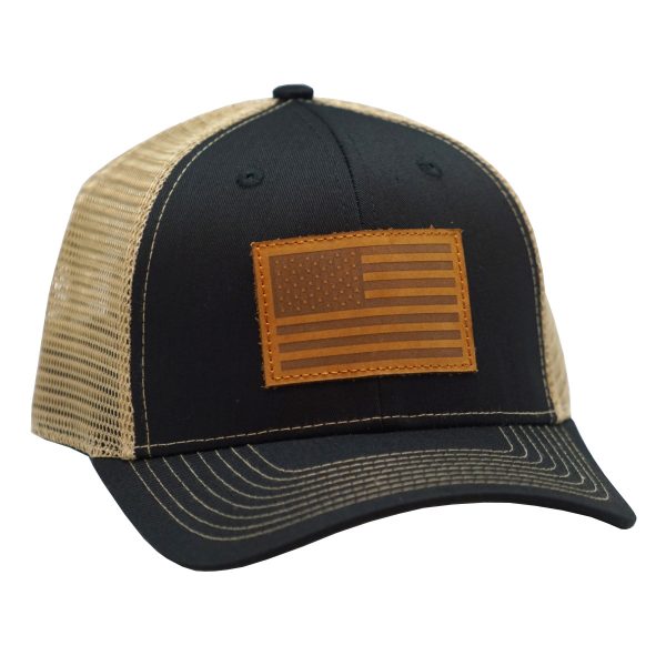 American Flag Leather Patch Black/Tan