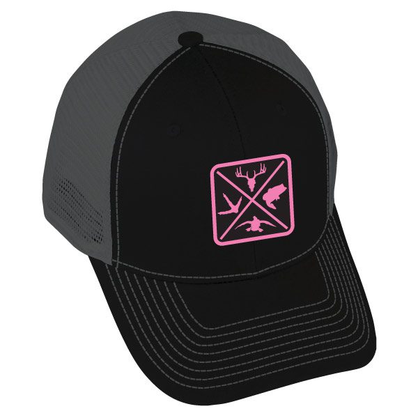 OUTDOOR SERIES WOVEN PATCH BLACK/CHARCOAL MESH WITH PINK LOGO