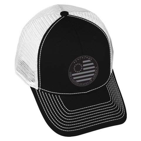 Rubber Patch Betsy Ross Black White Mesh