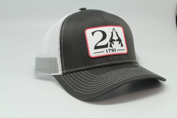 Rubber Patch 2nd Amendment Blk/White Logo Charcoal/White Mesh - Image 2