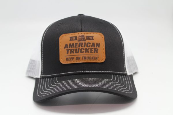 American Trucker Leather Patch on Black/White Mesh Front