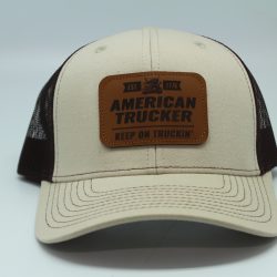 American Trucker Leather Patch on Tan/Brown Mesh