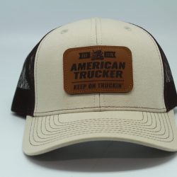 American Trucker Leather Patch on Tan/Brown Mesh