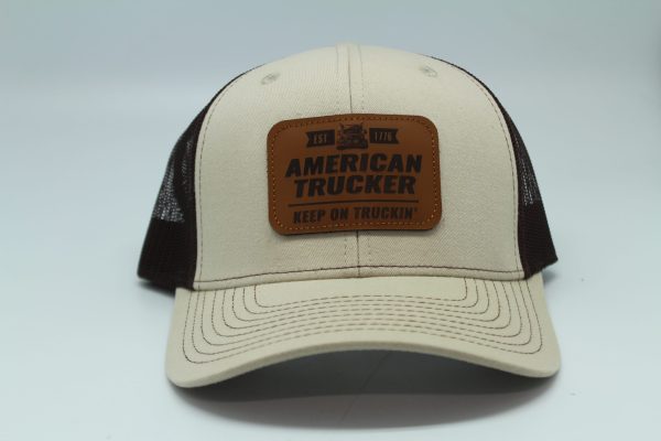 American Trucker Leather Patch on Tan/Brown Mesh