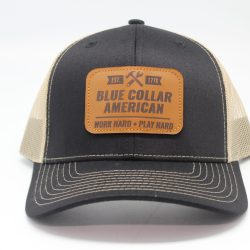 Blue Collar American Leather Patch on Black/Tan Mesh Front