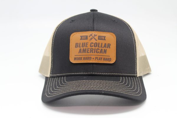 Blue Collar American Leather Patch on Black/Tan Mesh Front