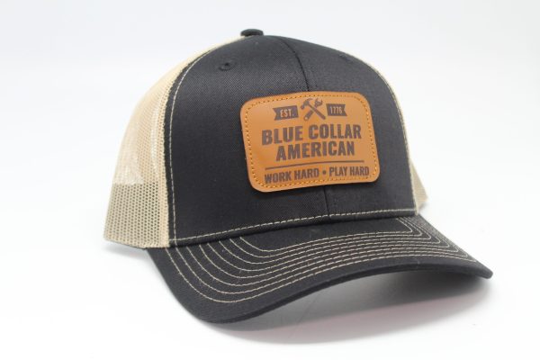 Blue Collar American Leather Patch on Black/Tan Mesh Side