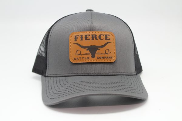 Fierce Cattle Co. Leather Patch on Charcoal/Black Mesh Front