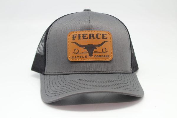 Fierce Cattle Co. Leather Patch on Charcoal/Black Mesh Front