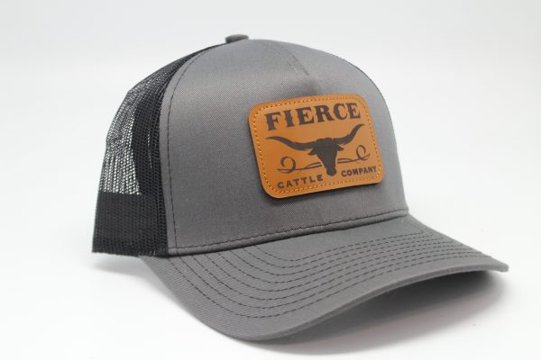 Fierce Cattle Co. Leather Patch on Charcoal/Black Mesh Front