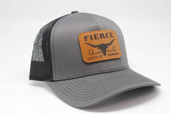Fierce Cattle Co. Leather Patch on Charcoal/Black Mesh Front