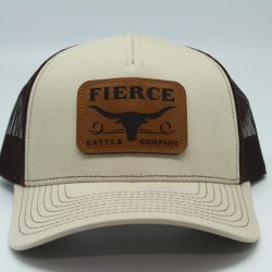 Fierce Cattle Co. Leather Patch on Tan/Brown Mesh Dront