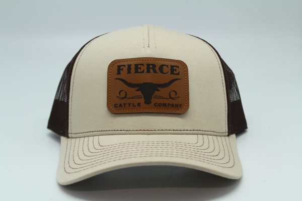 Fierce Cattle Co. Leather Patch on Tan/Brown Mesh Dront