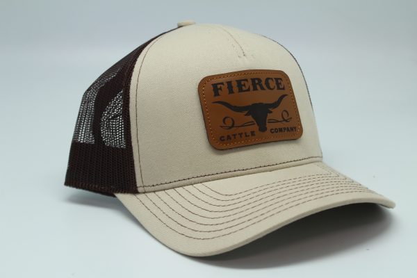 Fierce Cattle Co. Leather Patch on Tan/Brown Mesh Side