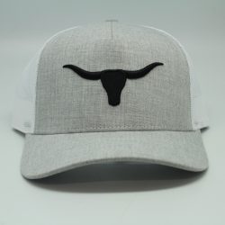 Longhorn Puff Embroidery on Gray/White Mesh Front