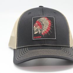 Chief Woven Patch on Black/Tan Mesh 901 Series Front