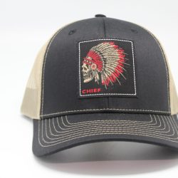 Chief Woven Patch on Black/Tan Mesh 901 Series Front