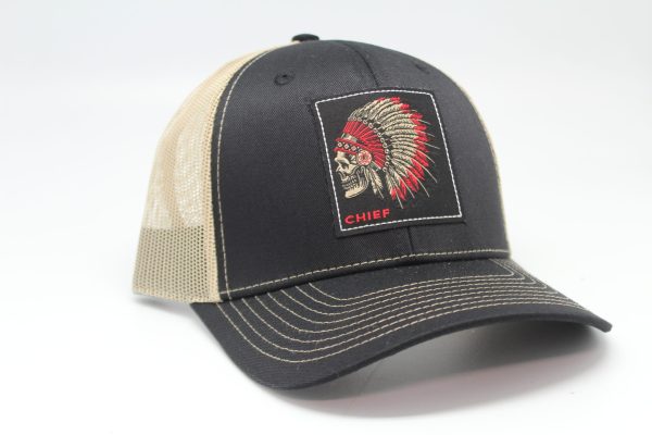 Chief Woven Patch on Black/Tan Mesh 901 Series Side