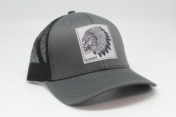 Chief Woven Patch on Charcoal/Black Mesh 901 Series Side