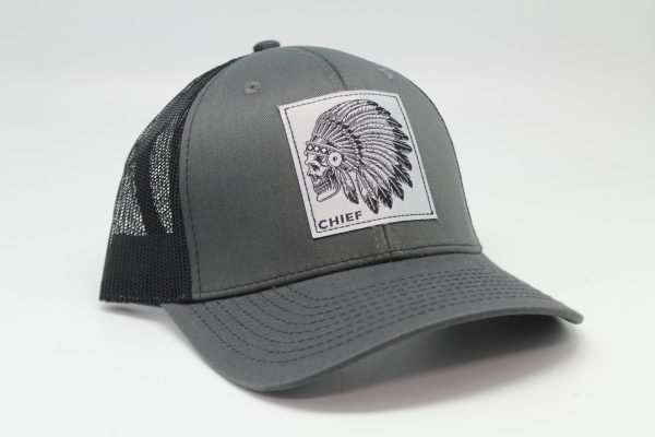 Chief Woven Patch on Charcoal/Black Mesh 901 Series Side