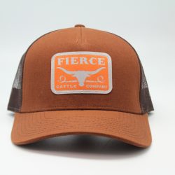 Fierce Cattle Co. Woven Patch on Brown/Brown Mesh - Front