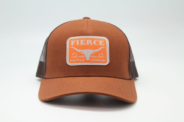 Fierce Cattle Co. Woven Patch on Brown/Brown Mesh - Front
