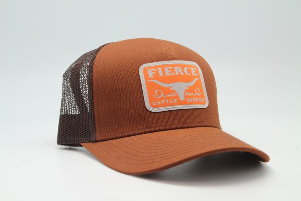 Fierce Cattle Co. Woven Patch on Brown/Brown Mesh - Side