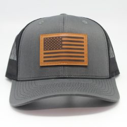 American Flag Leather Patch on Charcoal/Black Mesh 901 Series -Front