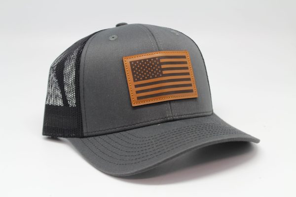 American Flag Leather Patch on Charcoal/Black Mesh 901 Series Side