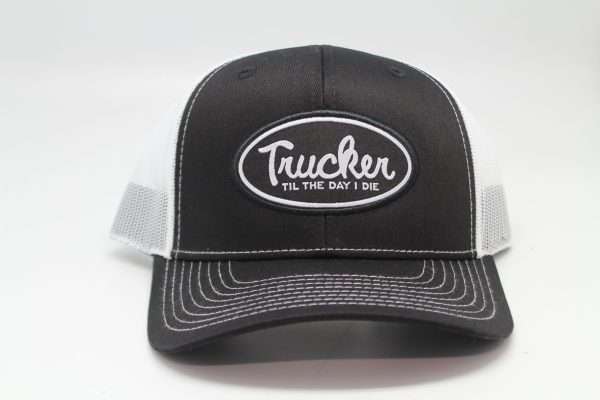 Trucker Til The Day I Die Woven Patch on Black/White Mesh Front