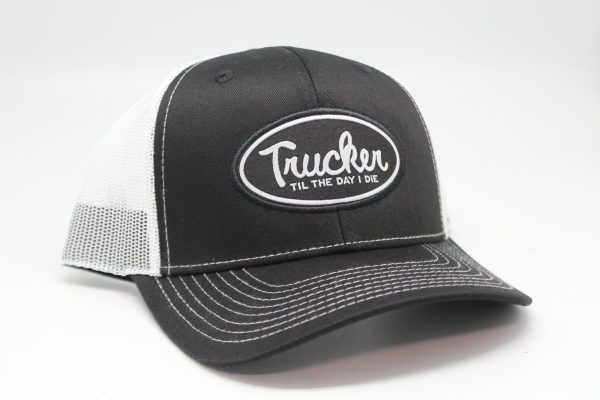 Trucker Til The Day I Die Woven Patch on Black/White Mesh Side