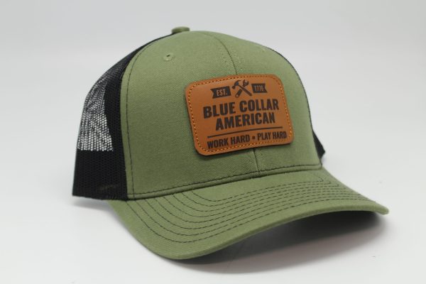 Blue Collar American Leather Patch on Moss Green/Black Mesh Side