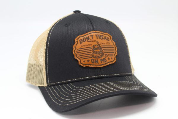 Don't Tread on Me Buckle Leather Patch on Black/Tan Mesh Side