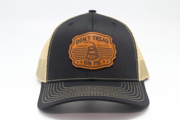 Don't Tread on Me Buckle Leather Patch on Black/Tan Mesh Front
