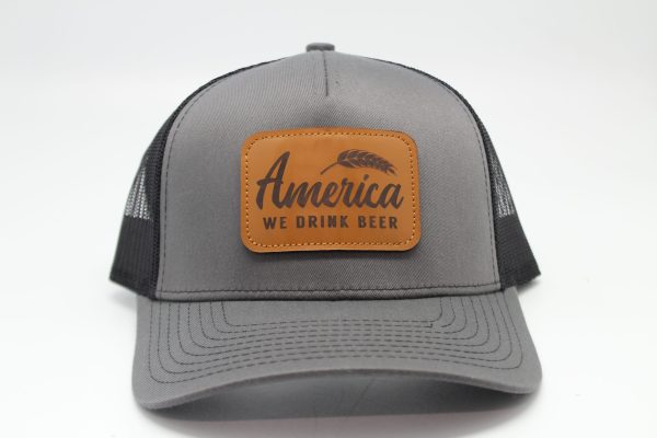 We Drink Beer Leather Patch on Charcoal/Black Mesh Front