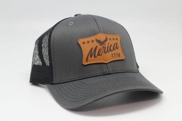 "Merica" Leather Patch on Charcoal/Black Mesh Side