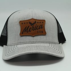 "Merica" Leather Patch on Heather/Black Mesh