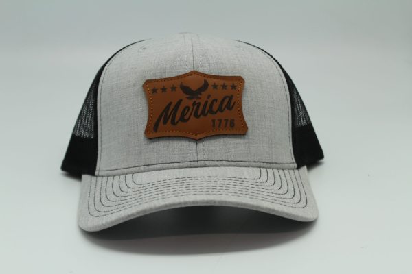 "Merica" Leather Patch on Heather/Black Mesh