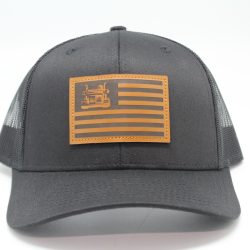 Trucker American Flag Leather Patch on Black/Black Mesh First
