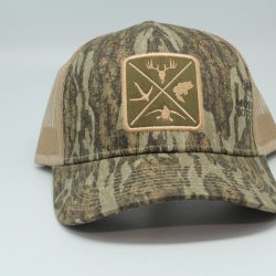 Mossy Oak Bottom Land Pattern Woven Patch Cap with Tan Mesh