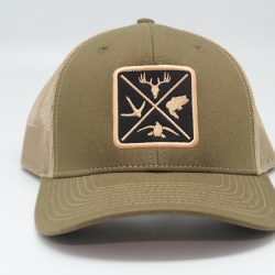 Mossy Oak Bottom Land Pattern Woven Patch Cap with Tan Mesh
